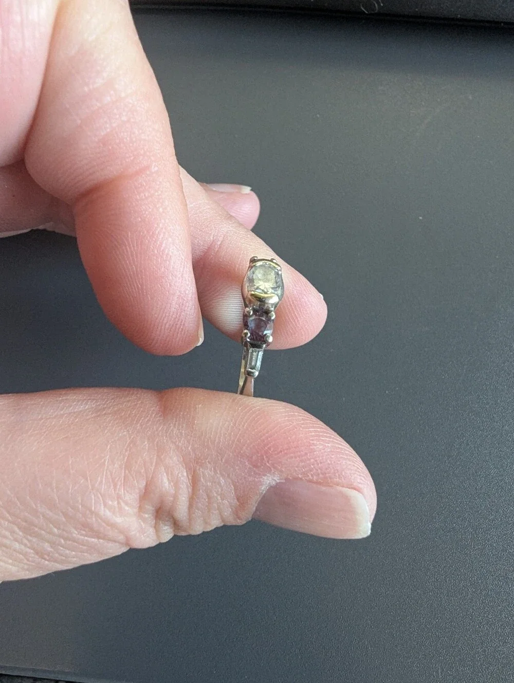 Custom Oval Diamond Ring with Created Alexandrites